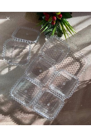 Boncuklu Akrilik 6'li Kahvaltı Takımı Şeffaf