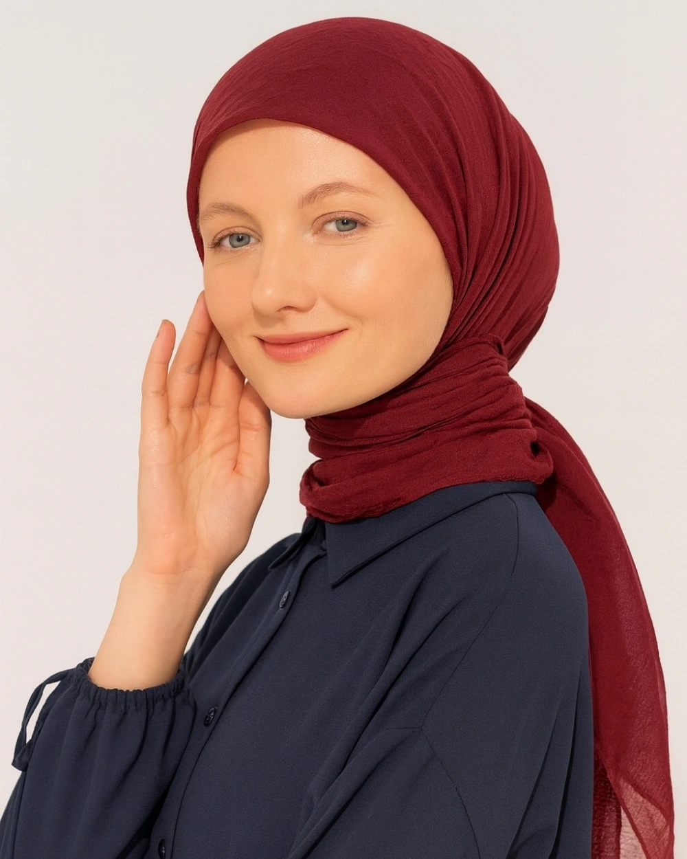 Konfor Eşarp 195x85 Cm 4 Mevsim Kullanım Terletmez, Kaymaz, Pamuk Polyester Karışımlı Rahat Eşarp Bordo