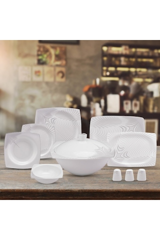Karaca  Square Bone Together Alone 60 Parça 12 Kişilik Yemek Takımı
