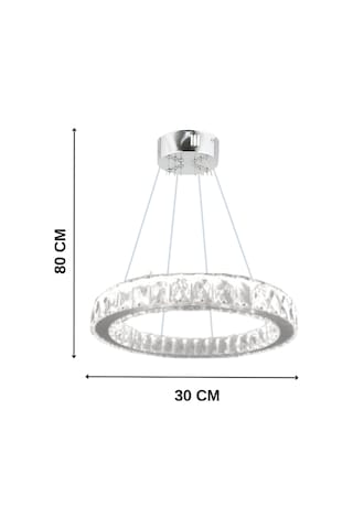 ZİLLA TEKLİ MODERN SARKIT KRİSTAL TAŞLI LED AVİZE - 3 RENK (Beyaz - Sarı - Gün Işığı)30 CM