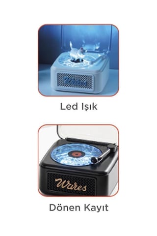 Nostalji Plak Görünüm Mini Dekor Waves Bt Işıklı Müzik Çalar Saat Tf Kart Aux Özellikli