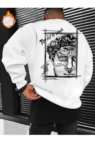 Adrift Manfinity Emrg Figure & Letter Graphic Sweatshirt Beyaz Beyaz