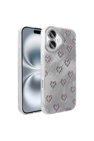 Apple Uyumlu iPhone 16 Plus Kılıf Kamera Korumalı Figürlü Zore Ponti Silikon Kapak Beyaz