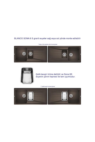 Blanco Sona 6S Granit Eviye. 1.5 Hazneli. Kahve