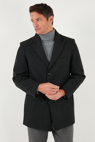 Buratti Slim Fit Apaş Yaka Astarlı Kaşe Erkek Kaban 584K1217 Füme