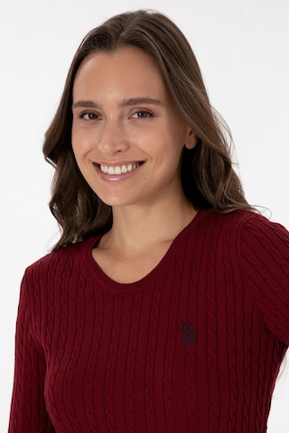 U.S. Polo Assn. Kadın Bordo Bisiklet Yaka Basic Kazak 50313626-VR014