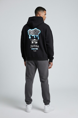 Nevermind Unisex Sevgili Çift Kombini Oversize Sırt Baskılı Grafik Hoodie Siyah