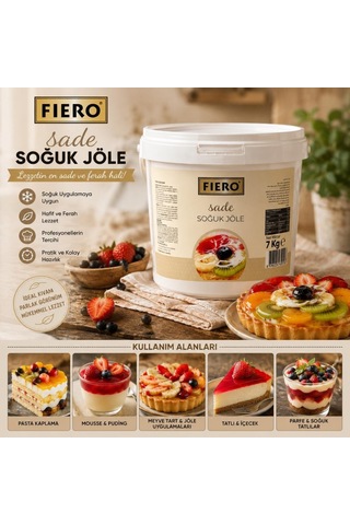 Fiero Soğuk Jöle Sade 7 Kg Pasta, Cheesecake Ve Tatlılar İçin Profesyonel Parlak Pasta Jölesi