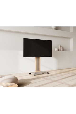 Fitueyes Zen Tv Standı 32 65", Ayarlanabilir Yükseklik, Dönebilir, Masif Kayın Tv Ünitesi Beyaz