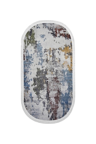 Dijidekor Dekoratif Dijital Saçaklı Oval Kesme Halı Yolluk Antialaerjik Modern Mavi 100x800 Cm Dijidekor Dekoratif Dijital Saçaklı Oval Kesme Halı Yolluk Antialaerjik Modern Mavi 100x800 Cm