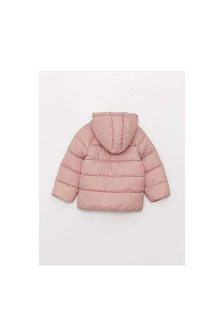 LC Waikiki Kapüşonlu Uzun Kollu Basic Kız Bebek Fermuarlı Şişme Mont Pink