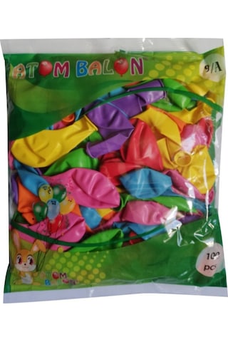 9a Balon Karışık Renkli Balon Atom Balon 100'lü