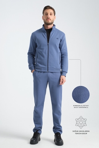 Shooter Sportswear Shooter Erkek Kışlık Eşofman Takımı Thermosoft Teknolojisi Içi Kuzu Görünümlü Regular Kalıp İndigo