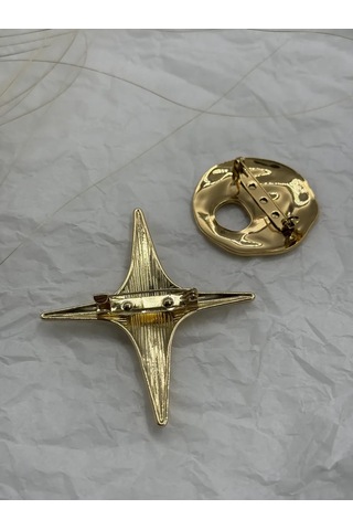 Best Price 34 2 Parçalı Broş Seti, Bornoz, Ceket Ve Elbise İçin Abstraksiyon 411678742 Altın Rengi