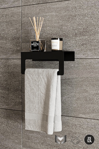 Siyah Duvara Monte Havluluk & Peçetelik Modern&dayanıklı 2'li Set Siyah