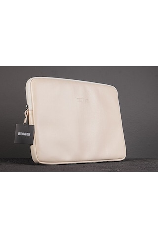 Laptop Kılıfı Suni Deri Iç Ölçüleri: 27x37 Cm Krem Beyaz