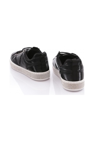 Dgn 22512 Kadin Sade Beğcikli Kenarlari Taşli Sneaker Ayakkabi 22512-1571-R8965 Siyah
