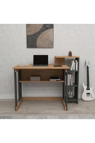 Reyo Home Enda Saye 5raflı Kitaplıklı Çalışma Masası Çam-antrasit Atlantik Çam - Antrasit