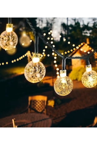 Brokoli Home 7 Metre Güneş Enerjili 8 Modlu Gün Işığı Solar Led Işık 50 Top Dekoratif Yılbaşı Bahçe