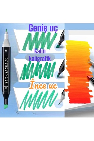 Touch Sketc 60 Li Cift Tarafli Art Marker Kalem Seti Çanta Stand Ile