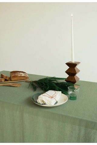 Wellstil Premium Keten Masa Örtüsü Haki