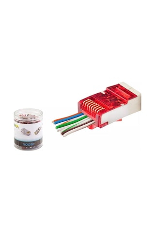 Nodar Nd2419 Kırmızı Cat6 Ezrj45 Metal Açık Uçlu Soket 8p/8c - 100adet