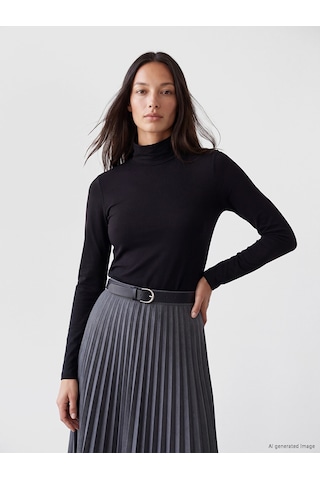 Lc Waikiki Lc Waıkıkı Siyah Dik Yaka Kadın Body
