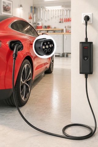 Mioji FC22 3.5/22KW 16/32A 2.4 LCD Ekran Wi-Fi Destekli IP65 Suya Dayanıklı Taşınabilir Elektrikli Araç Şarj Cihazı + Dönüştürücü Fiş