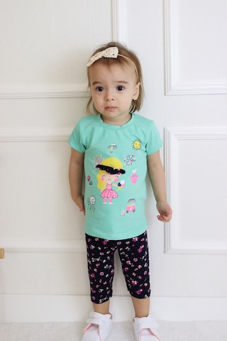 Harika Kids Kız Bebek Kaprili Kısa Kollu Kız Desen Baskılı Yazlık Basic Alt-üst Takım 6-24 Ay 001