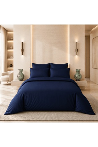 Auren 400 Tc Pamuk Saten King Size Nevresim Seti Lacivert Çok Renkli