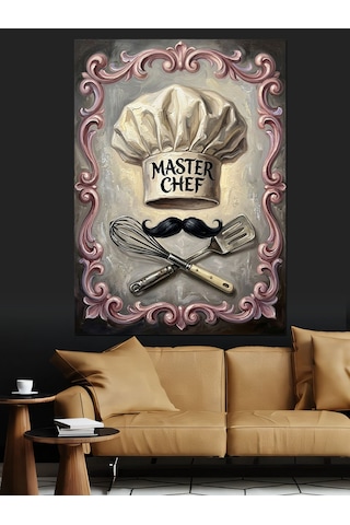 Master Chef Mutfak Kuralları Tabelası Dekoratif Kanvas - Mdf Ahşap Tablo