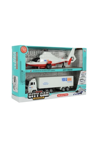 Cıty Car Helikopter Ve Kamyon 2 Li Araç Seti Beyaz Kamyon