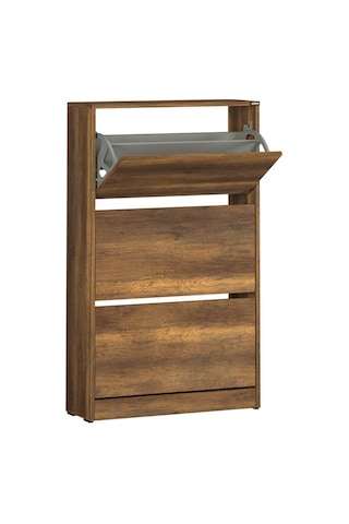 Flat Duo 3 Katlı Geniş Ayakkabılık - Oslo Ceviz 73x119x26 Cm Ceviz