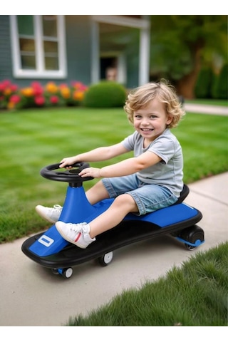 Müzikli Ve Işıklı Tekerlekli 1 Fonksiyonlu Pedalsız Eğitici Bin-git Oyuncak Karınca Kaykay Mavi