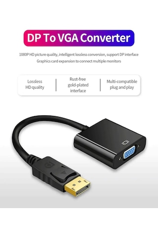 Displayport Dp Vga Adaptör Kablosu Erkek Dp Erkek Vga Dönüştürücü
