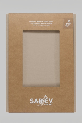 Sarev New Slow City Bej %100 Pamuk Tek Kişilik Lastikli Çarşaf Seti Bej