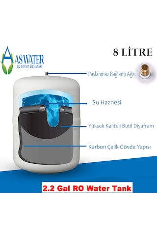 Su Arıtma Cihazı Çelik Su Tankı 2.2 Galon 8lt Tank 1