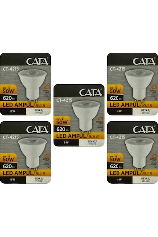 5 Adet Cata 8w 50w 6500k Beyaz Işık Gu10 Duylu Led Spot Ampul