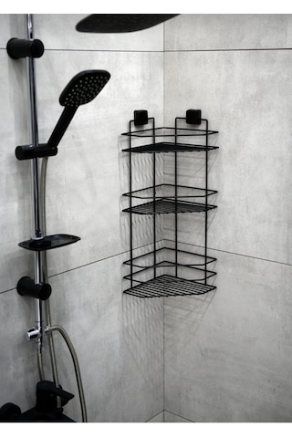 Hagenömür Boyu Paslanmaz Yapışkanlı Banyo Köşeliği Siyah Çok Renkli