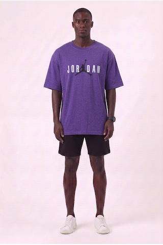 Lixa Air Jordan Orta Logo Mor Oversize Erkek T-shirt 142730 SİYAH