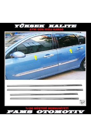 Ford Focus Mk1 Krom Cam Çıtası 4 Prç. 1998-2005  P.Çelik