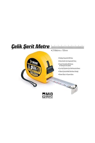 Sgs Çelik Şerit Metre 3mt-16 MM Sgs2000