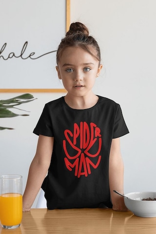 Sevbano Unisex Spider-man Maske Baskılı Film Çocuk Tişört 1-12 Yaş Siyah