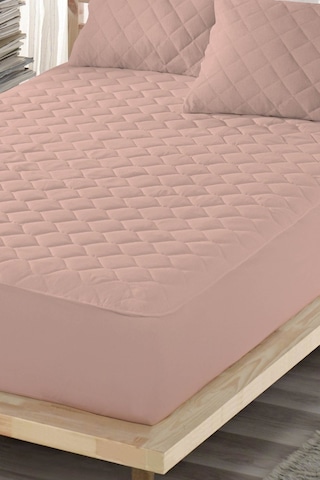 Mona Verde Renkli Lastikli Çift Kişilik Çarşaf Yastık Alezi (Toplam 3 Parça) %100 Pamuk Kapitoneli MNVCPFK00 Pembe ÇK