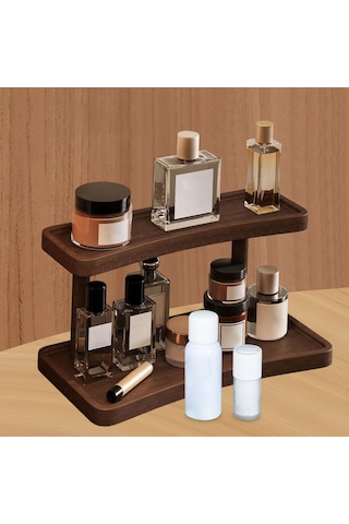 Homyl Ahşap Yükseltici Sergileme Rafı Düzenleyici 2 Katmanlı Kahverengi