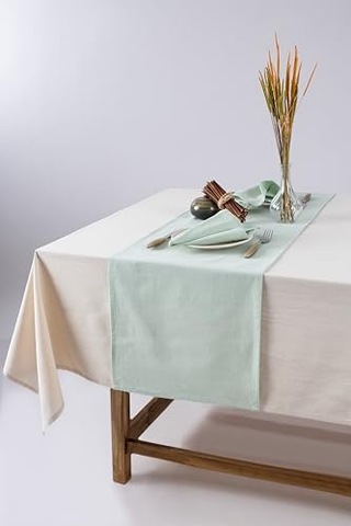 W Wellstil Premium Keten Runner 40 X 150 Cm Adaçayı Abanoz