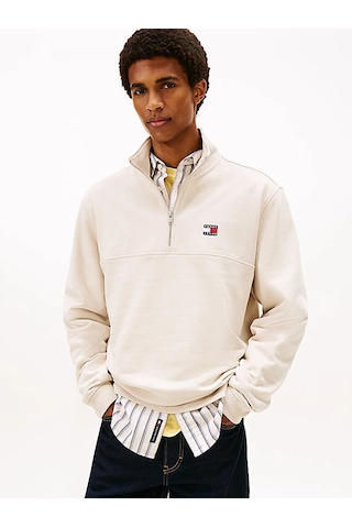 Tommy Hilfiger Tjm Reg Badge Qz Ext Erkek Beyaz Sweatshirt - Dm0dm22344 Beyaz