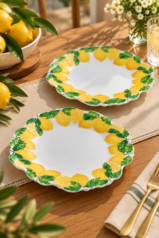 Lucky Art Limora Melamin 30 Cm 2'li Tabak Seti Dıo35001 Sarı