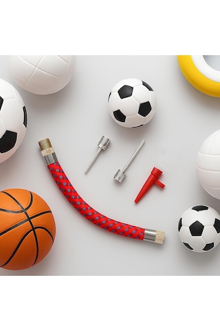 Kanjı Top &amp Bisiklet Şişirme Ucu Seti Pompa Adaptör Hortumlu, Futbol Basketbol Voleybol İğne Başlıklı, Diğer