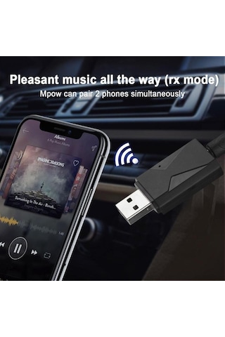 Usb Bt 5.0 Handsfree Kablosuz Verici Alıcı Stereo Ses Adaptörü Da